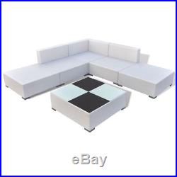 VidaXL Outdoor Lounge Set 15 Piece Wicker Poly Rattan White Garden Patio Sofa