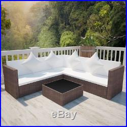 VidaXL Outdoor Lounge Set Poly Rattan Wicker Brown Sofa Patio Sectional Couch