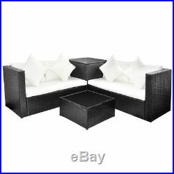 VidaXL Outdoor Lounge Set Wicker Poly Rattan Black Garden Sofa Seat Furniture