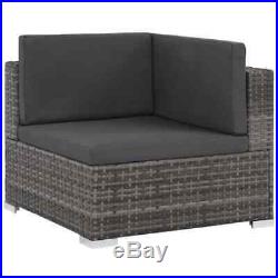 VidaXL Outdoor Sofa Set 16 Piece Poly Rattan Wicker Gray Patio Couch Lounge