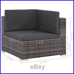 VidaXL Outdoor Sofa Set 16 Piece Poly Rattan Wicker Gray Patio Couch Lounge