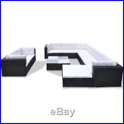 VidaXL Outdoor Sofa Set 32 Piece Wicker Poly Rattan Black Garden Patio lounge