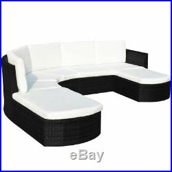VidaXL Outdoor Sofa Set Wicker Poly Rattan Black Garden Lounge Set Furniture