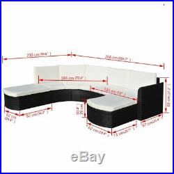 VidaXL Outdoor Sofa Set Wicker Poly Rattan Black Garden Lounge Set Furniture