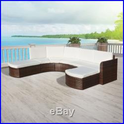 VidaXL Outdoor Sofa Set Wicker Poly Rattan Brown Garden Lounge Set Furniture