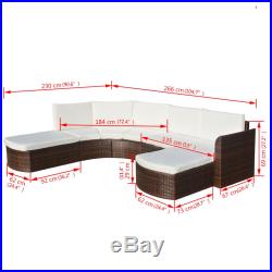 VidaXL Outdoor Sofa Set Wicker Poly Rattan Brown Garden Lounge Set Furniture
