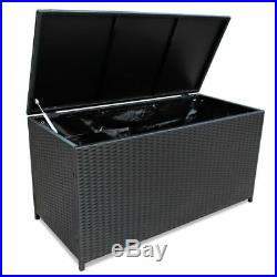 VidaXL Outdoor Storage Box Poly Rattan Black Entryway Chest Bench Organizer