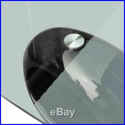 VidaXL Oval Coffee Table Nightstand Fiberglass High Gloss Black Base Glass Top