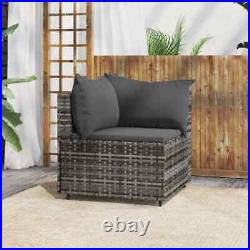 VidaXL Patio Corner Sofa with Cushions Gray Poly Rattan