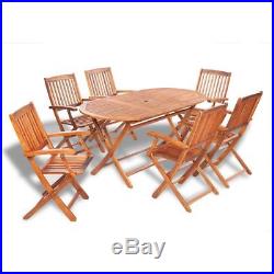 VidaXL Patio Garden Terrace Outdoor Acacia Wood Dining Table 6 Chairs Foldable