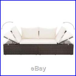 VidaXL Patio Lounge Bed Poly Rattan Wicker Brown Outdoor Day Sun Bed Lounger