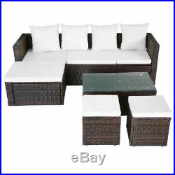 VidaXL Patio Outdoor Wicker Rattan Sofa Stool Table Garden Lounge Set 2 Colors