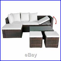 VidaXL Patio Outdoor Wicker Rattan Sofa Stool Table Garden Lounge Set 2 Colors