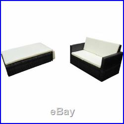 VidaXL Patio Rattan Wicker Sofa Table Chairs Outdoor Lounge Set Brown/Black