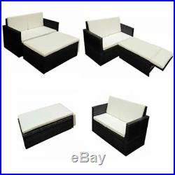 VidaXL Patio Rattan Wicker Sofa Table Chairs Outdoor Lounge Set Brown/Black