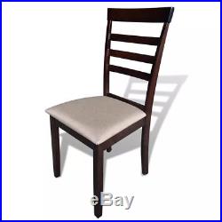 VidaXL Set of 4 Rubberwood Dining Chairs with Cream Fabric Seat Pads Kitchen