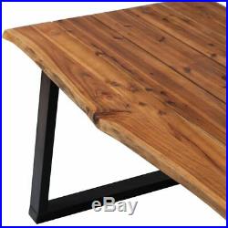 VidaXL Solid Acacia Wood Dining Table With An Oil Finish Top Metal Legs 70.9