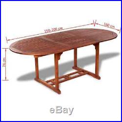 VidaXL Solid Acacia Wood Outdoor Dining Table Extendable Garden Furniture