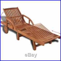 VidaXL Solid Acacia Wooden Sun Lounger Bed Pool Outdoor Garden Patio Seats