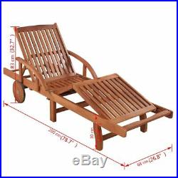 VidaXL Solid Acacia Wooden Sun Lounger Bed Pool Outdoor Garden Patio Seats