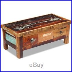 VidaXL Solid Reclaimed Wood Coffee Side Couch Accent Table Handmade 2 Drawers