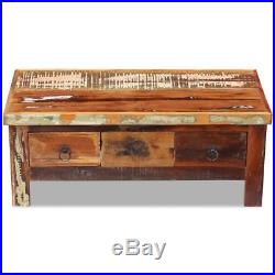 VidaXL Solid Reclaimed Wood Coffee Side Couch Accent Table Handmade 2 Drawers