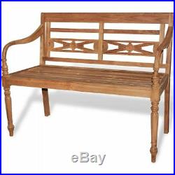 VidaXL Solid Teak Garden Bench Outdoor Wooden 2 Seater Patio Park Furniture