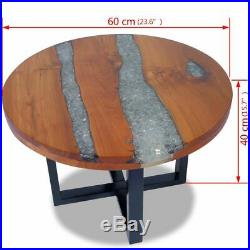 VidaXL Solid Teak Wood Coffee Table Resin Handmade Paint Finish Side End Couch