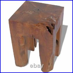 VidaXL Solid Teak Wood Stool Chair Side Accent Table Plant Flower Stand Resin