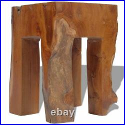 VidaXL Solid Teak Wood Stool Chair Side Accent Table Plant Flower Stand Resin