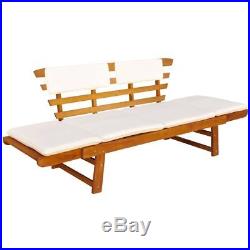 VidaXL Solid Wood Garden Bench Day Sofa Bed with Cushions Outdoor Patio Garden