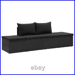VidaXL Sun Bed with Cushions Poly Rattan Black Patio Chaise Lounge Garden Sofa