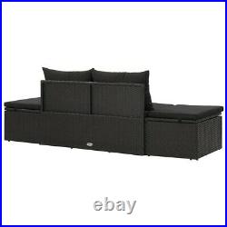 VidaXL Sun Bed with Cushions Poly Rattan Black Patio Chaise Lounge Garden Sofa