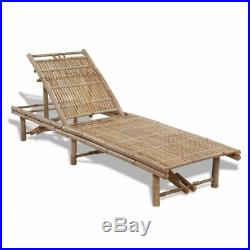 VidaXL Sunlounger Bamboo Adjustable Chaise Lounge Outdoor Pool Chair Day Bed