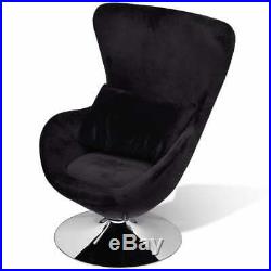 VidaXL Swivel Egg Chair with Cushion Black Velvet French Sofa Chair Armchair