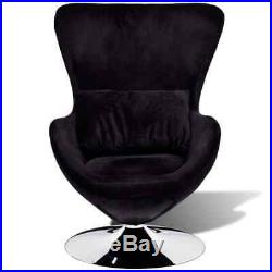 VidaXL Swivel Egg Chair with Cushion Black Velvet French Sofa Chair Armchair