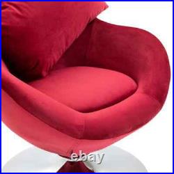 VidaXL Swivel Egg Chair with Cushion Red Velvet French Sofa Chair Armchair