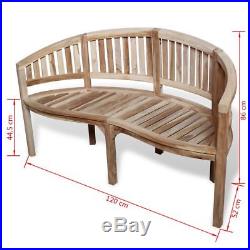 VidaXL Teak Patio Bench Banana Shape Wooden Garden Chair Seat Outdoor 2-Seater