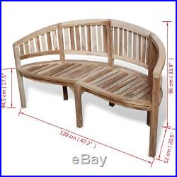 VidaXL Teak Patio Bench Banana Shape Wooden Garden Chair Seat Outdoor 2-Seater