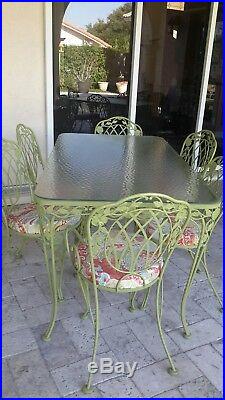 Vintage 7 piece Woodard wrought iron patio dining furniture