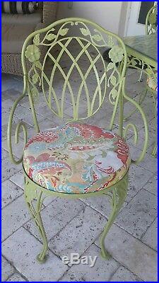 Vintage 7 piece Woodard wrought iron patio dining furniture