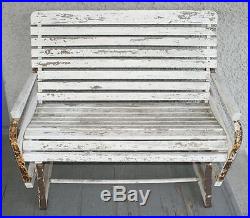 Vintage Glider Slider Porch Loveseat Bench. Wood & Metal Chair. Unusual Design