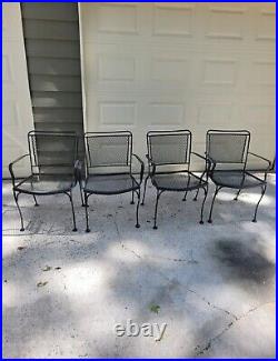 Vintage Iron Patio Furniture Set Of 4 Chairs Gray