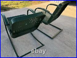 Vintage Metal Front Porch Glider Swing and 2 Chairs Set