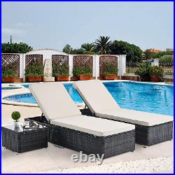 WILLAYOK Beach Reclining Chaise Outdoor Adjustable Patio Lounge Chair With Cushion
