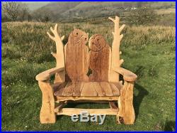 WISE OWL Garden Bench SOLID OAK wooden outdoor furniture, handmade in the UK