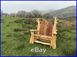 WISE OWL Garden Bench SOLID OAK wooden outdoor furniture, handmade in the UK