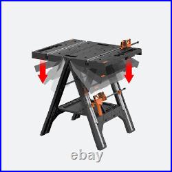 WX051 Pegasus Folding Work Table & Sawhorse, Holds up To 300 lbs, Black, Painted