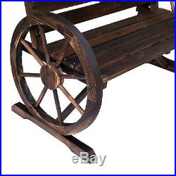Wagon Wheel Bench Garden Chair Loveseat Wooden Accent Outdoor Garden