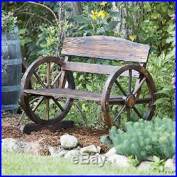 Wagon Wheel Wooden Outdoor Bench Seat Chair Loveseat Patio Garden Yard Furniture